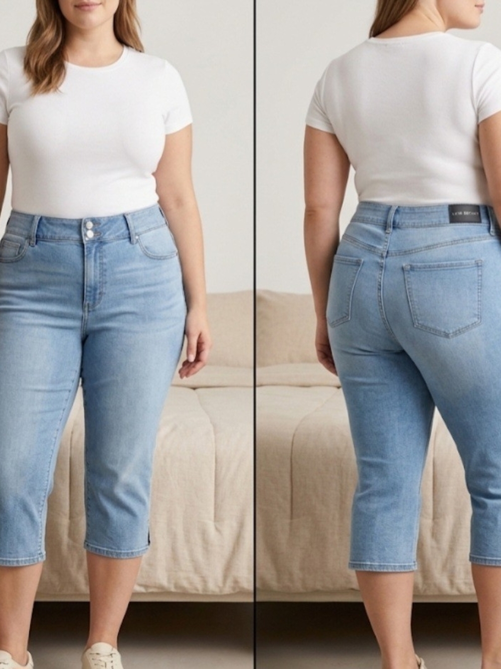 Lane Bryant Light Blue High-Rise Double Button Capri Denim Stretch Jeans 18/20